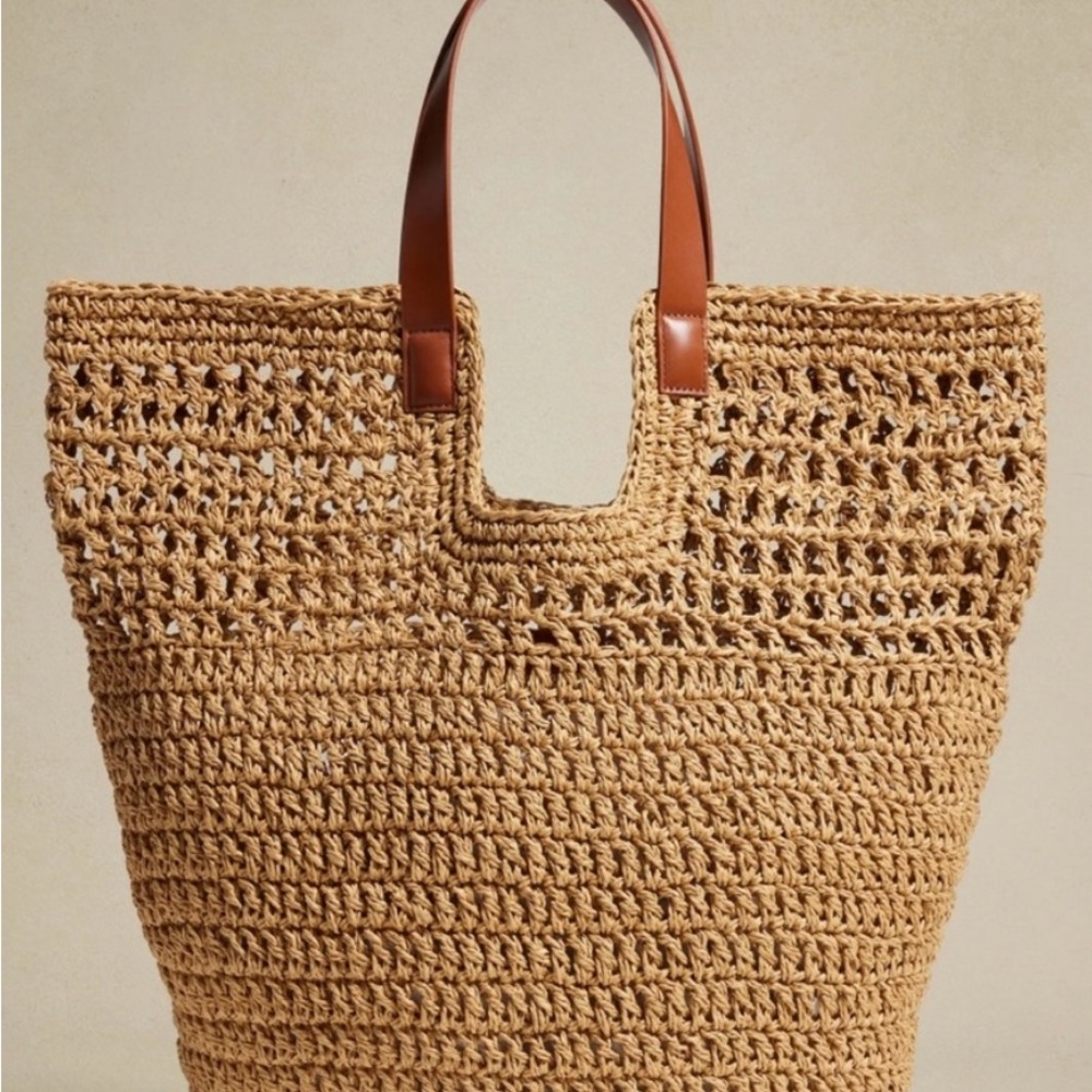 Banana Republic Paper Straw Tote- Tobacco